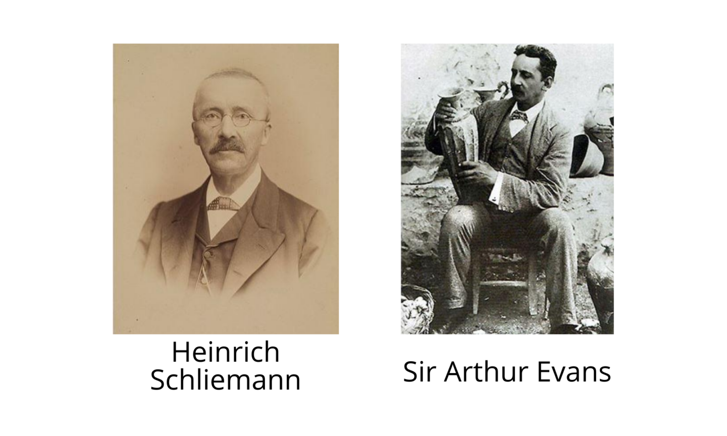 Photos of Heinrich Schliemann and Sir Arthur Evans